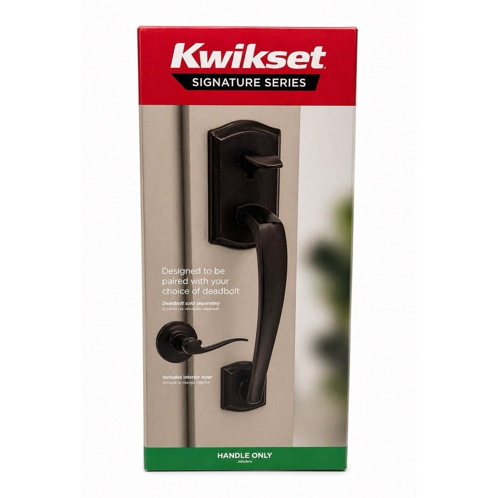 Kwikset Prescott Front Door Handle Lever No Lock, Venetian Bronze, w Microban